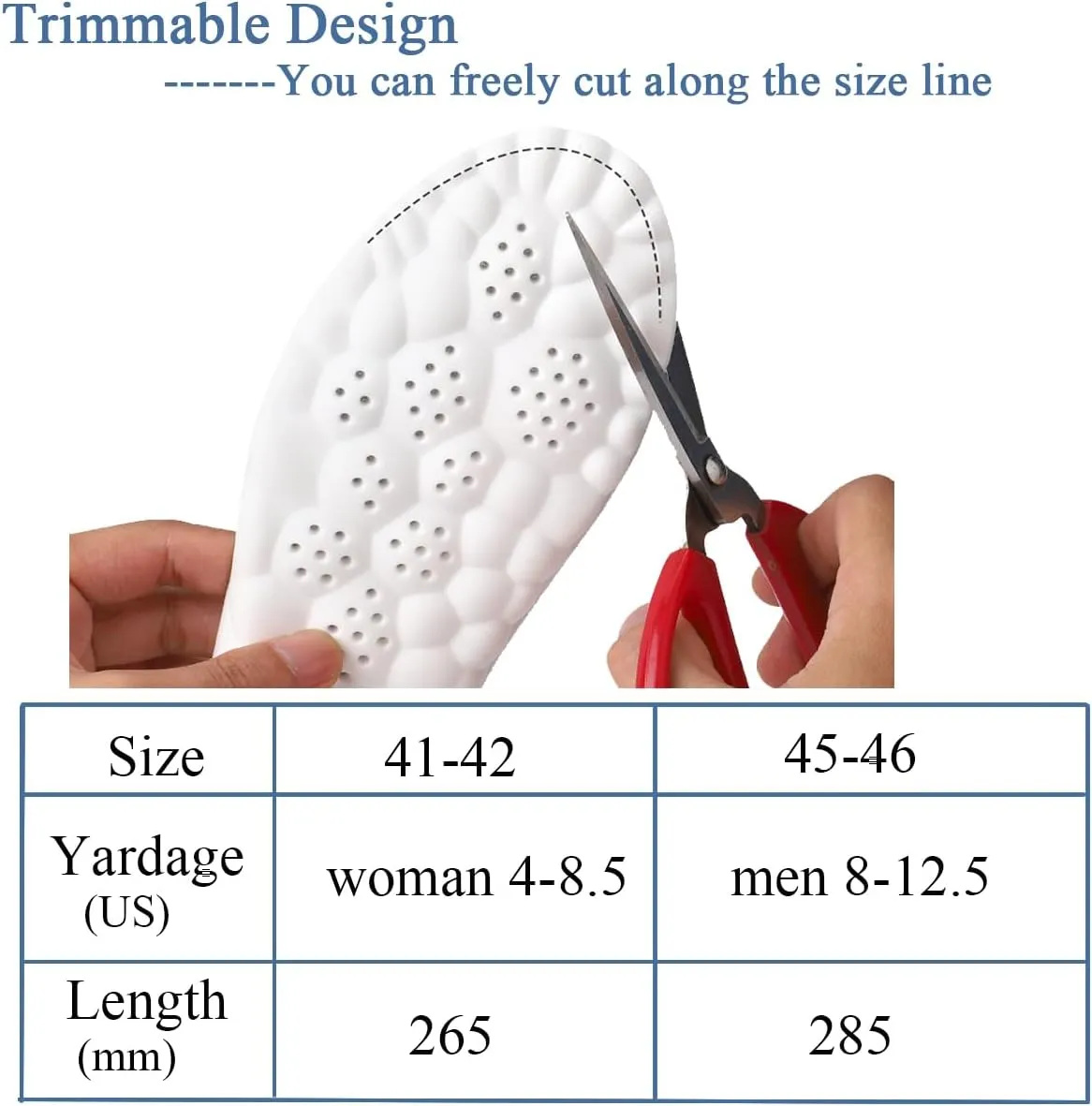 4D Cloud Soles for Women,Soft Memory Foam Cushioning Cloud Insoles,Ultra Comfort Trim to Fit Steppers Insoles with Arch Support for Foot Pain Relief and Fatigue Reduction(Black, Women 4-8.5)