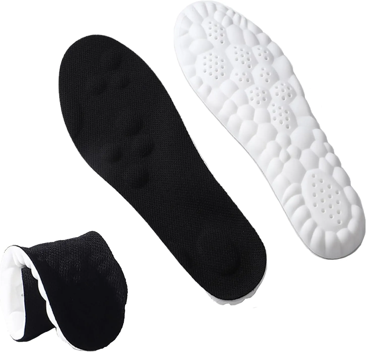 4D Cloud Soles for Women,Soft Memory Foam Cushioning Cloud Insoles,Ultra Comfort Trim to Fit Steppers Insoles with Arch Support for Foot Pain Relief and Fatigue Reduction(Black, Women 4-8.5)