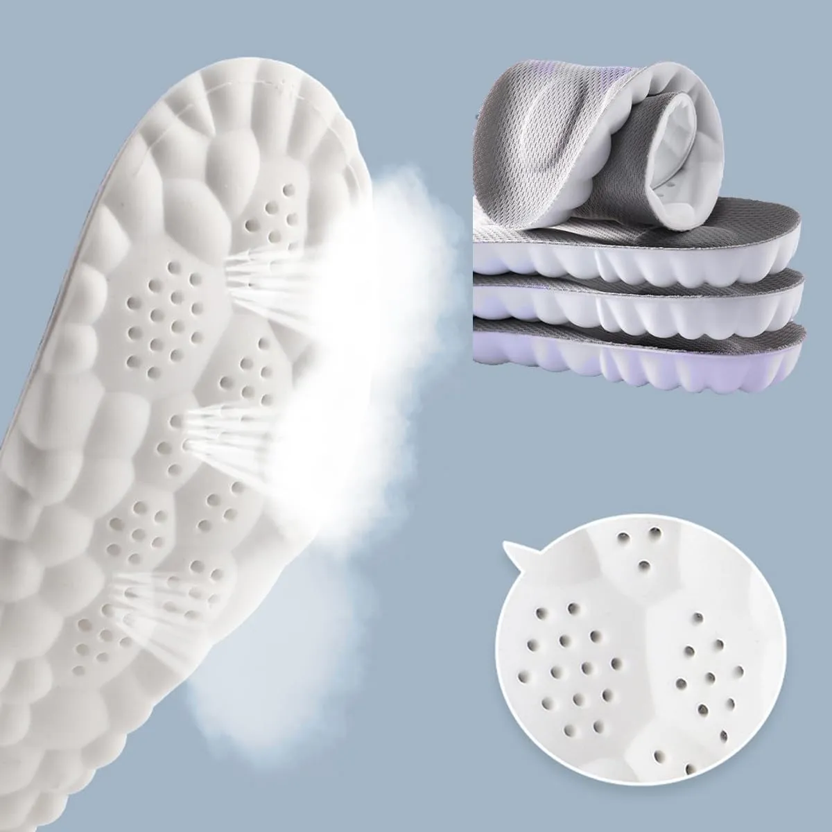 4D Cloud Soles for Women,Soft Memory Foam Cushioning Cloud Insoles,Ultra Comfort Trim to Fit Steppers Insoles with Arch Support for Foot Pain Relief and Fatigue Reduction(Black, Women 4-8.5)