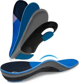 AOTENG STAR Plantar Fasciitis Insoles, High Arch Support Insoles from 240 to 300 lbs, Heavy Duty Orthotic Shoe Inserts for All Day Walking, Standing (Men 10.5 / Women 12(285mm), Blue-Enhanced)