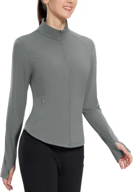 baleaf Women's Fleece Running Jacket Water Resistant Full Zip Winter Cold Weather Gear Thermal Cycling Workout Jackets