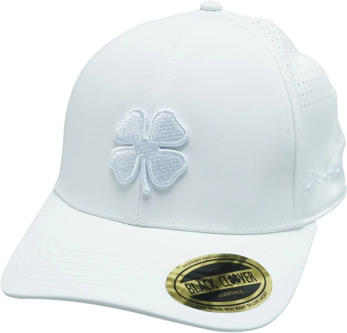 Black Clover Standard BC Tonal 1 Adjustable, White Hat/Laser Cut Perforated/3D White Clover