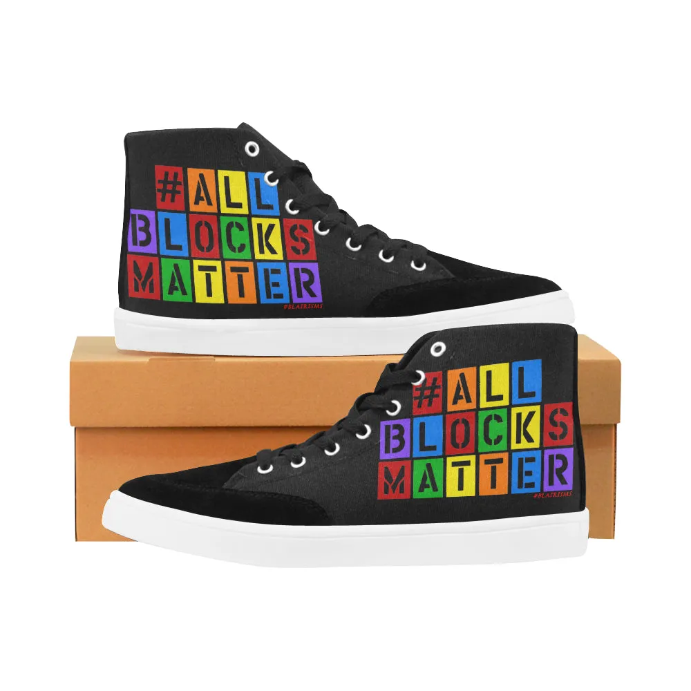 BLACK/WHITE/RAINBEAUX #ALLBLOCKSMATTER MEN'S HI-TOP SHOES