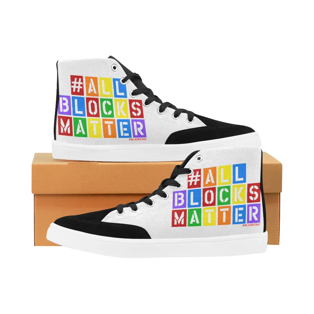 BLACK/WHITE/RAINBEAUX #ALLBLOCKSMATTER MEN'S HI-TOP SHOES