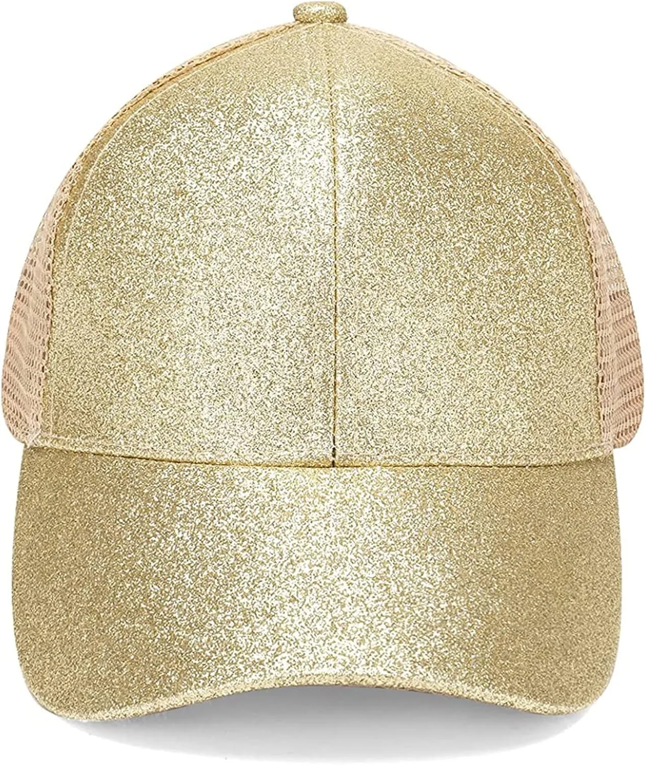BROMZ Girls Glitter Baseball Cap Kids Ponytail Hat Adjustable Summer Mesh Trucker Hats for 4-12 Years