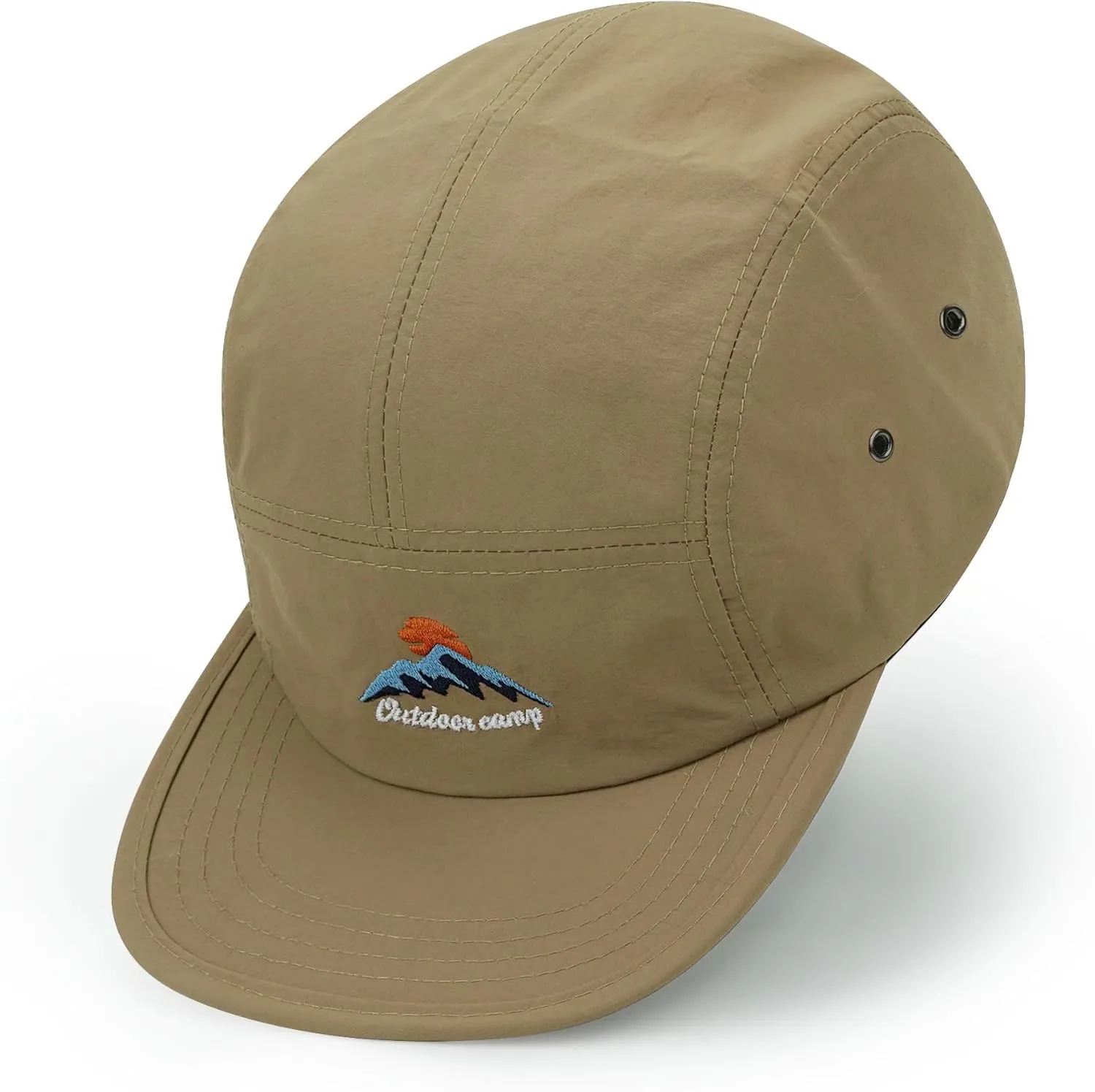 CLAPE Men's Snapback Hat 5 Panel Hat Women Flat Brim Embroidered Baseball Cap with Adjustable Straps Outdoor Camper Hat