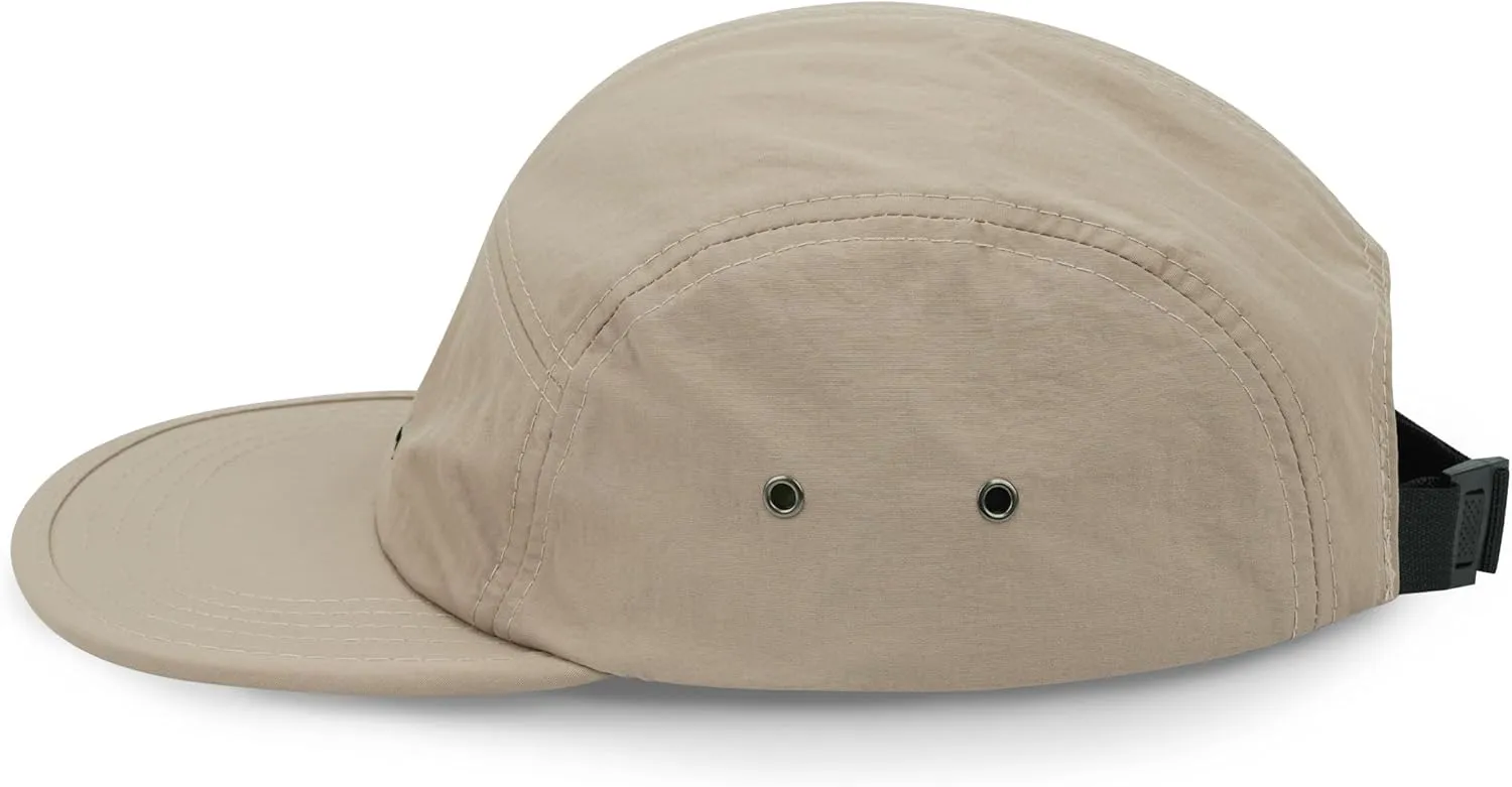 CLAPE Men's Snapback Hat 5 Panel Hat Women Flat Brim Embroidered Baseball Cap with Adjustable Straps Outdoor Camper Hat