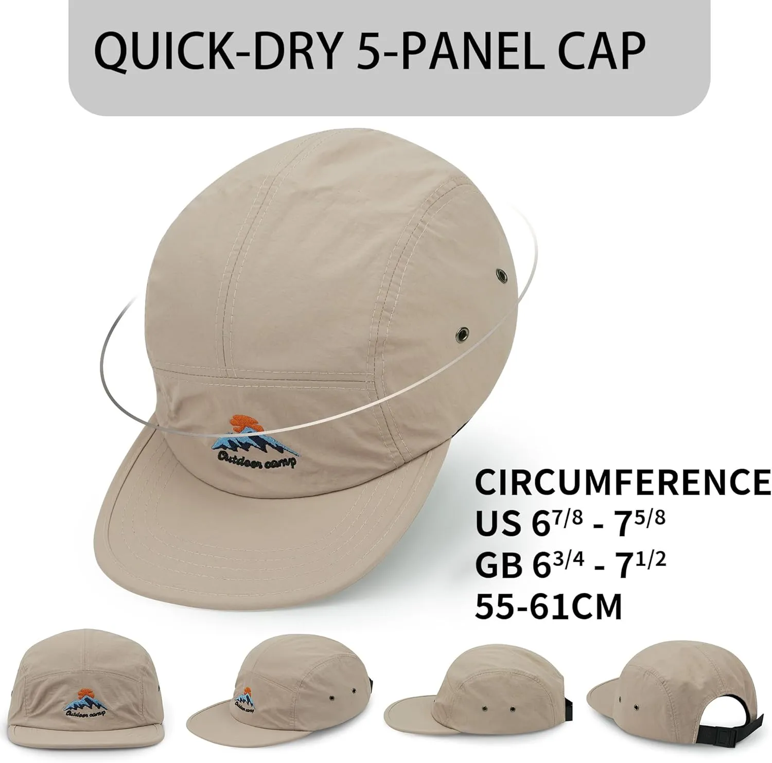 CLAPE Men's Snapback Hat 5 Panel Hat Women Flat Brim Embroidered Baseball Cap with Adjustable Straps Outdoor Camper Hat