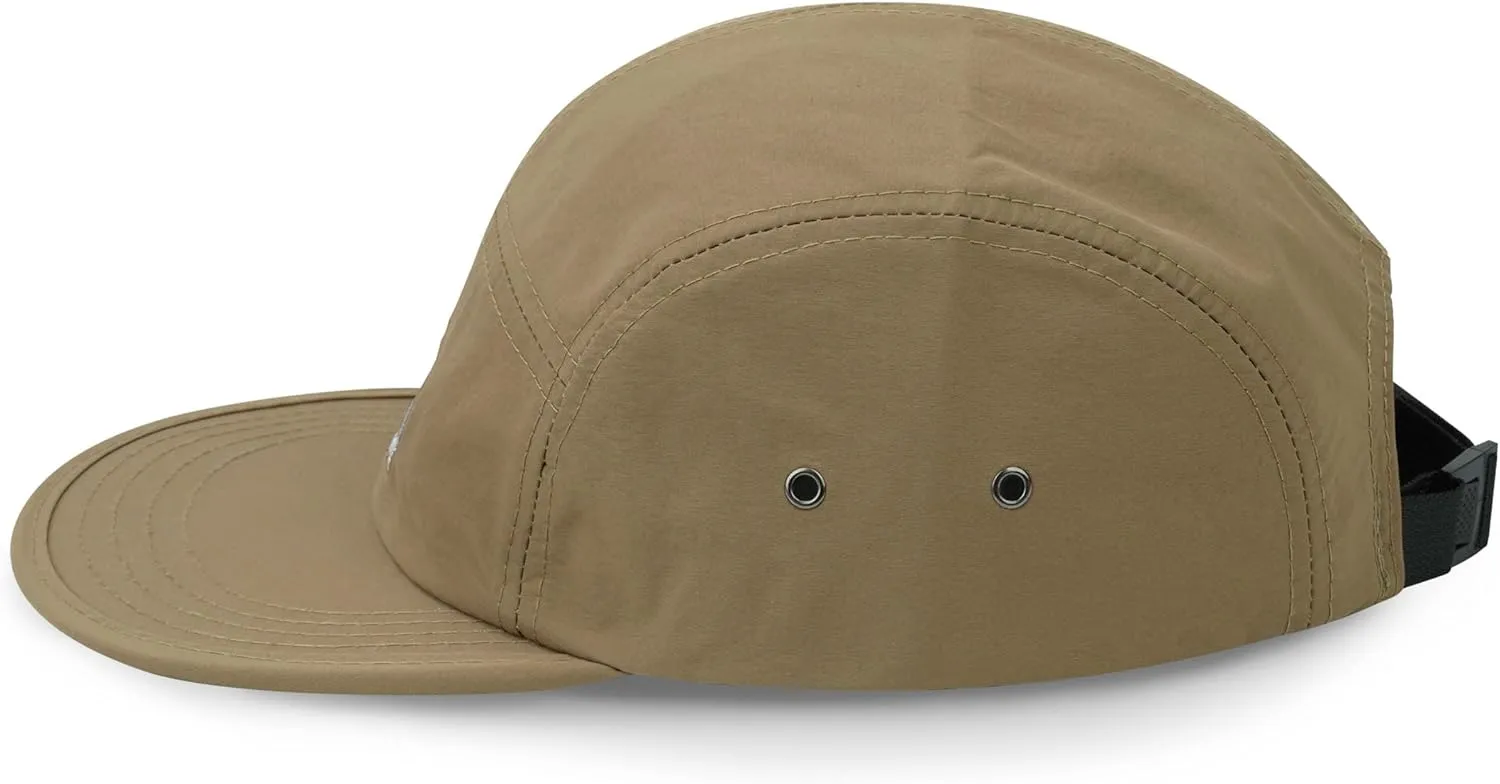 CLAPE Men's Snapback Hat 5 Panel Hat Women Flat Brim Embroidered Baseball Cap with Adjustable Straps Outdoor Camper Hat