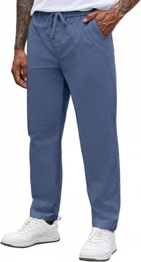 COOFANDY Mens Casual Pants Elastic Waist Drawstring Chino Pants Cotton Twill Trousers with Pockets