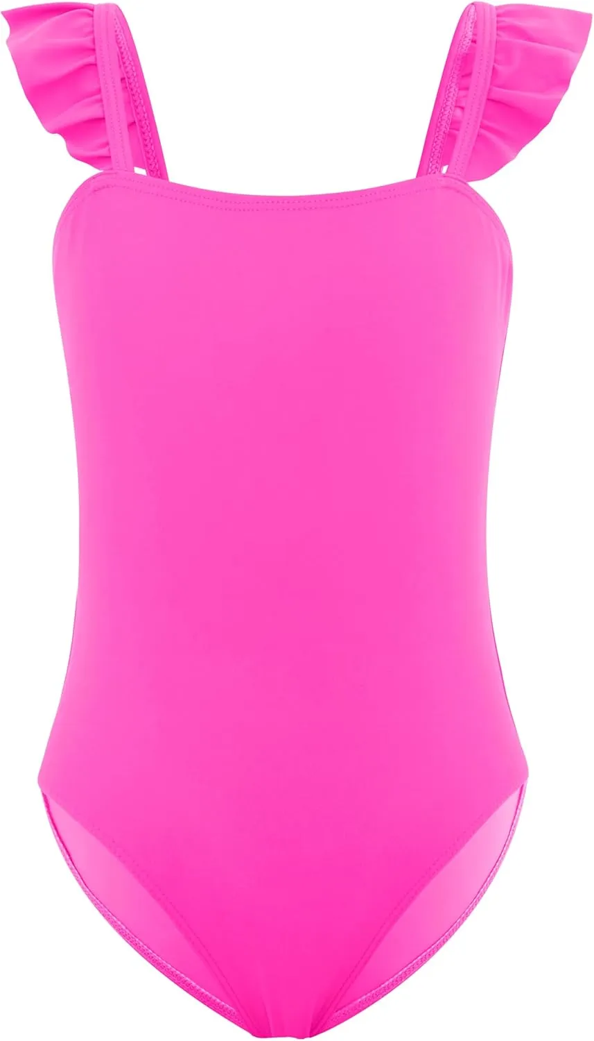 DAXIANG Girls One Piece Ruffle Strap Swimsuit Quick Dry Mermaid Swimwear Beach Sport Bathing Suit for Toddler Kids 4-11 Years