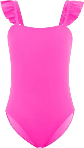 DAXIANG Girls One Piece Ruffle Strap Swimsuit Quick Dry Mermaid Swimwear Beach Sport Bathing Suit for Toddler Kids 4-11 Years