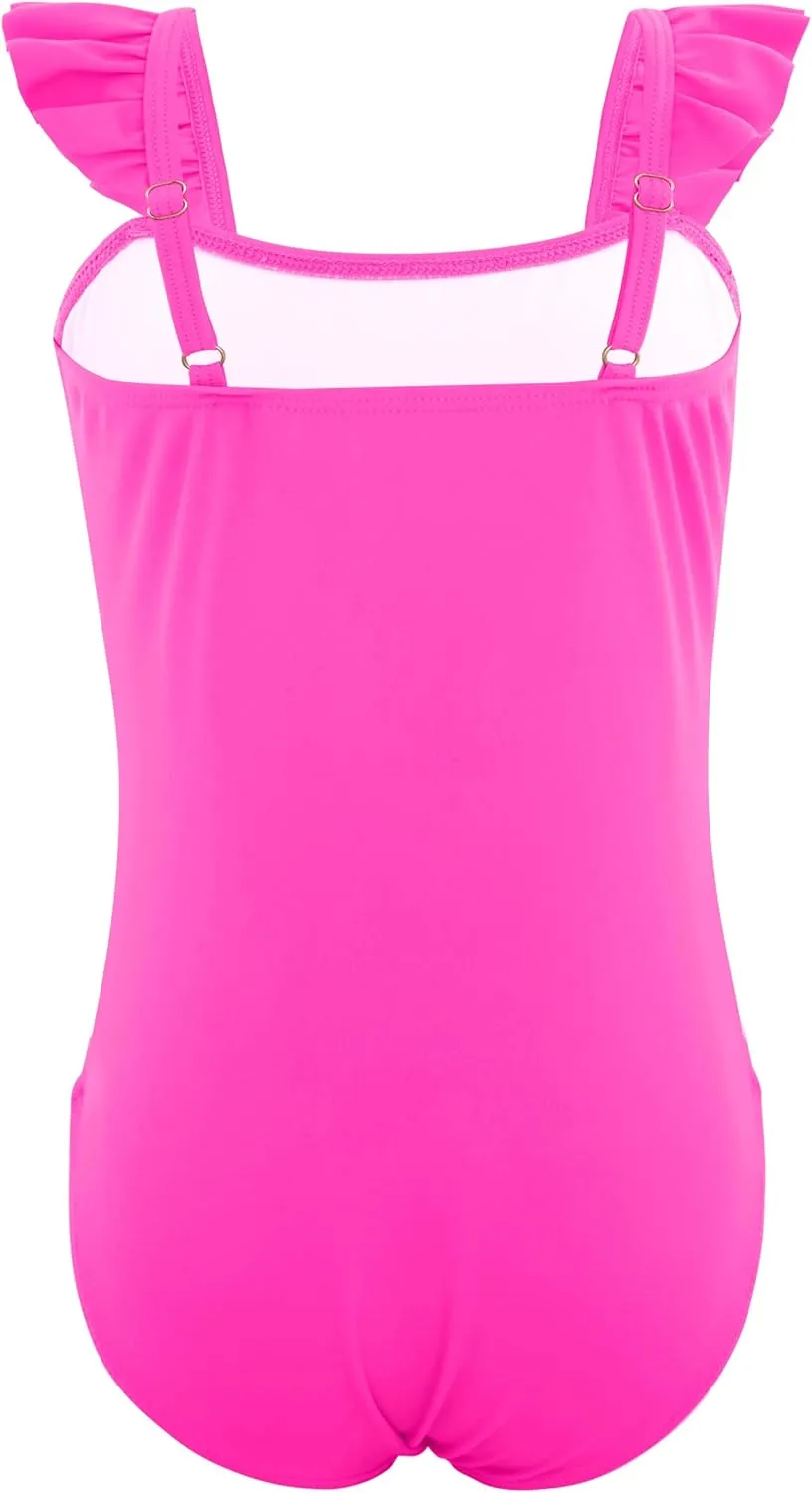 DAXIANG Girls One Piece Ruffle Strap Swimsuit Quick Dry Mermaid Swimwear Beach Sport Bathing Suit for Toddler Kids 4-11 Years