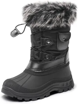 DREAM PAIRS Boys Girls Snow Boots Water-Resistant Outdoor Warm Cozy Anti-Slip Mid Calf Faux Fur Lining Insulated Winter Shoes for Little/Big Kids