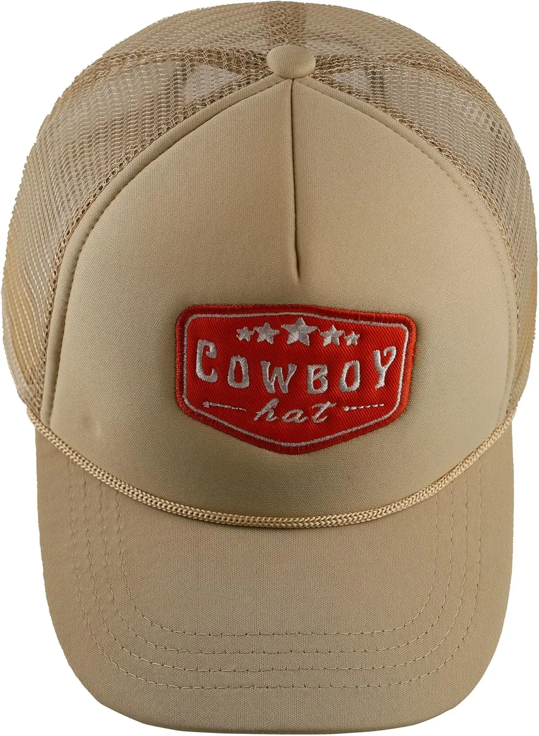 Embroidered Cowboy Trucker Hat Mesh Beach Hat for Ladies and Men Summer Stars Patch Trucker Cap