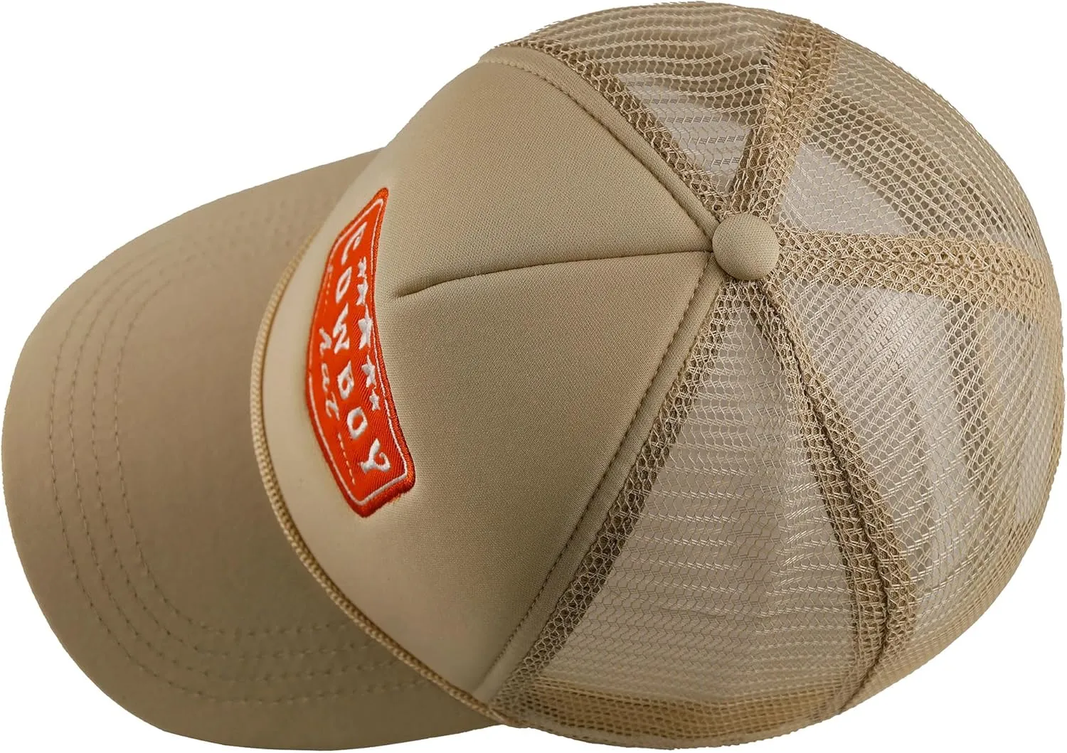 Embroidered Cowboy Trucker Hat Mesh Beach Hat for Ladies and Men Summer Stars Patch Trucker Cap