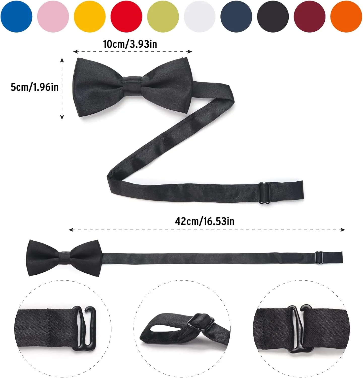 Kids Bow Ties-Toddlers Adjustable Bowties Classic Pre-Tied Bowtie Baby Cute Bow tie Boys Solid Tuxedo Bowties
