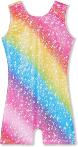 Leotards for Girls Gymnastics Kids Children Biketard with Shorts Sparkly Unicorn Dance UnitardsMultiple Colors