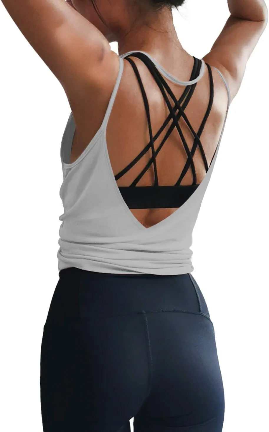 LEXISLOVE Womens Workout Shirts Sexy Open Back Activewear Workout Clothes Sports Yoga Tank Tops