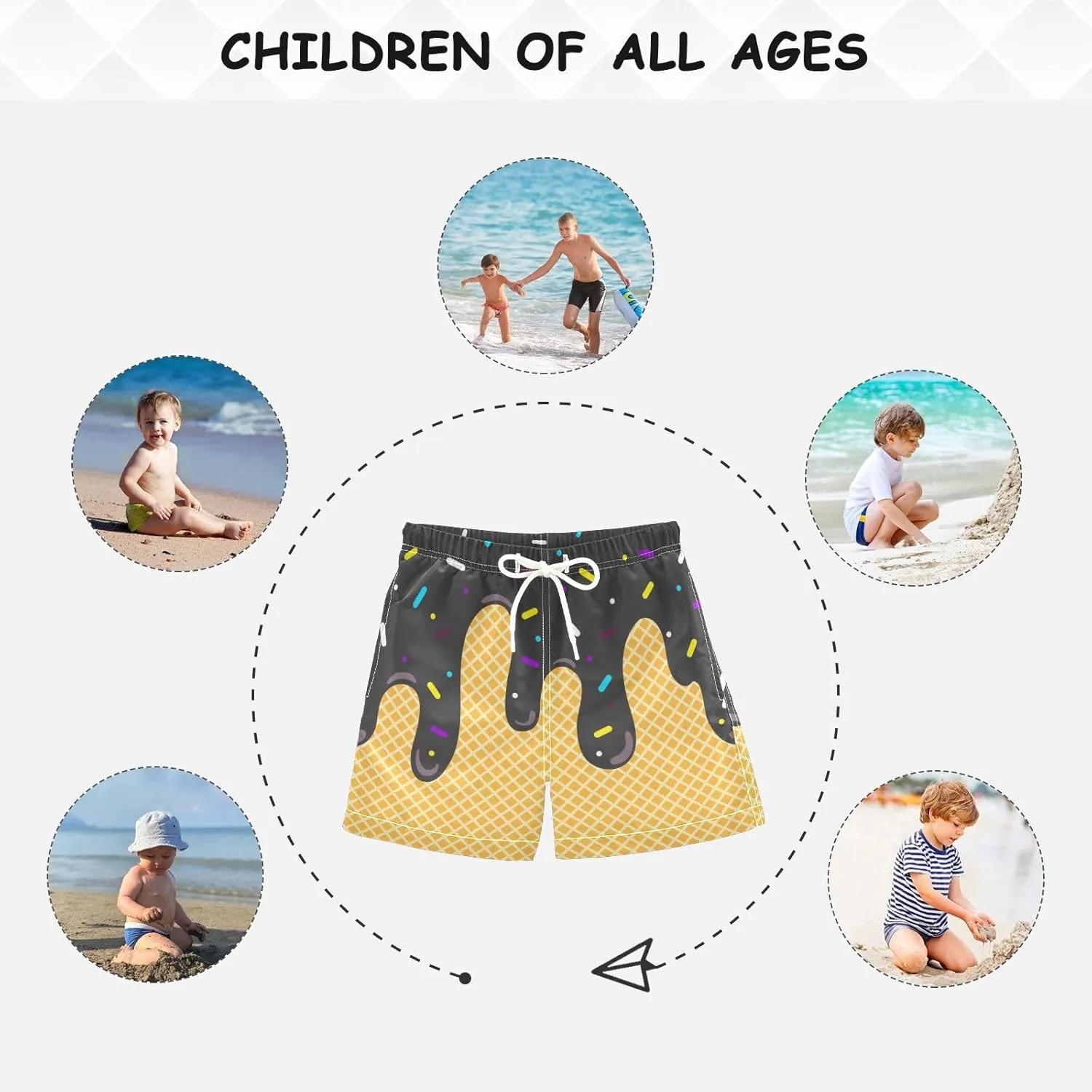 Little Boys Swim Trunks Beach Board Shorts Quick Dry Swimsuit Bathing Suits with Mesh Lining