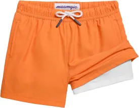maamgic Boys Swim Trunks with Compression Liner 4-Way Stretch Quick Dry Bathing Suit Toddler Beach Shorts