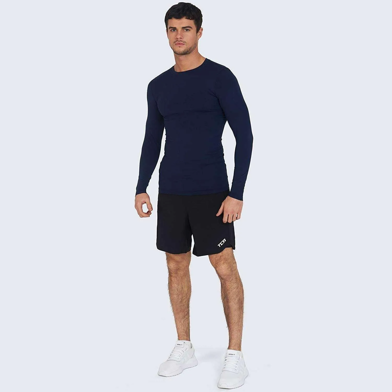 Men's Compression Shirts Long Sleeve Athletic Workout Top, Rash Guard Base Layer Sports Undershirt - Crew Neck
