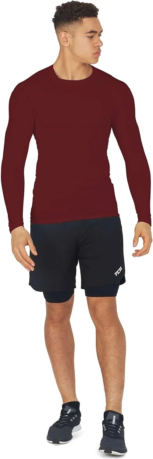 Men's Compression Shirts Long Sleeve Athletic Workout Top, Rash Guard Base Layer Sports Undershirt - Crew Neck