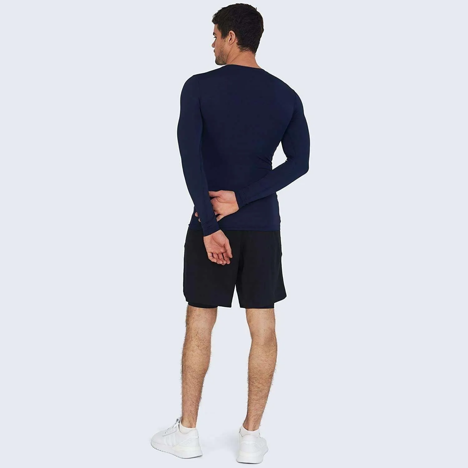 Men's Compression Shirts Long Sleeve Athletic Workout Top, Rash Guard Base Layer Sports Undershirt - Crew Neck