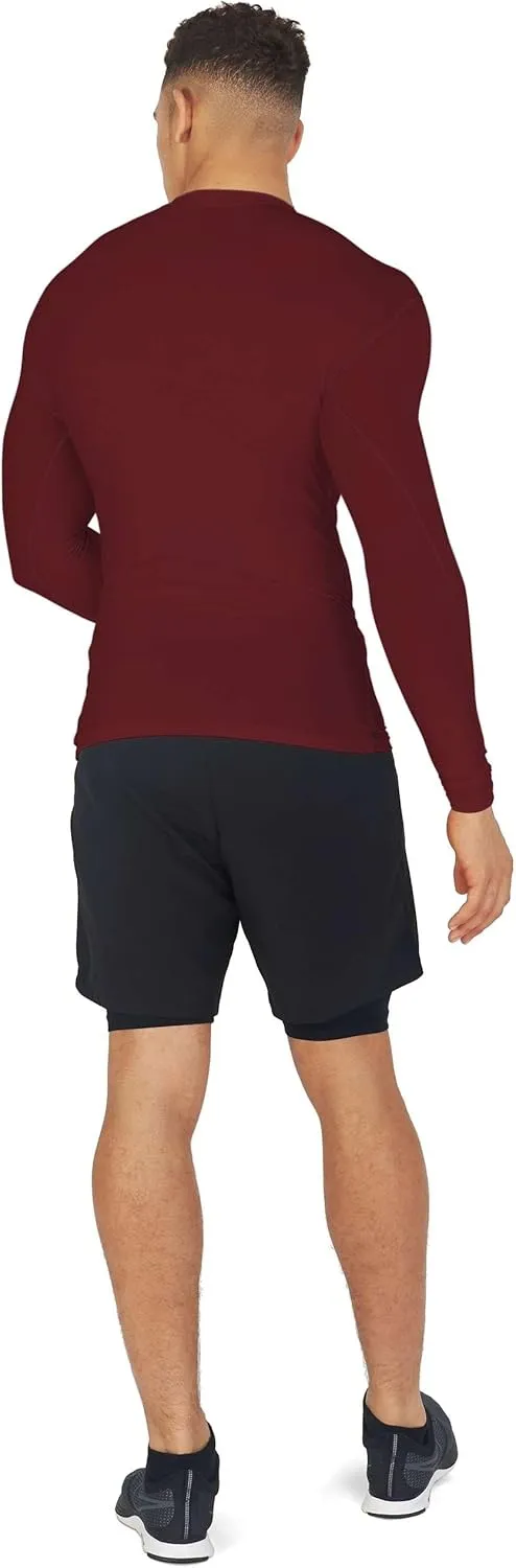 Men's Compression Shirts Long Sleeve Athletic Workout Top, Rash Guard Base Layer Sports Undershirt - Crew Neck