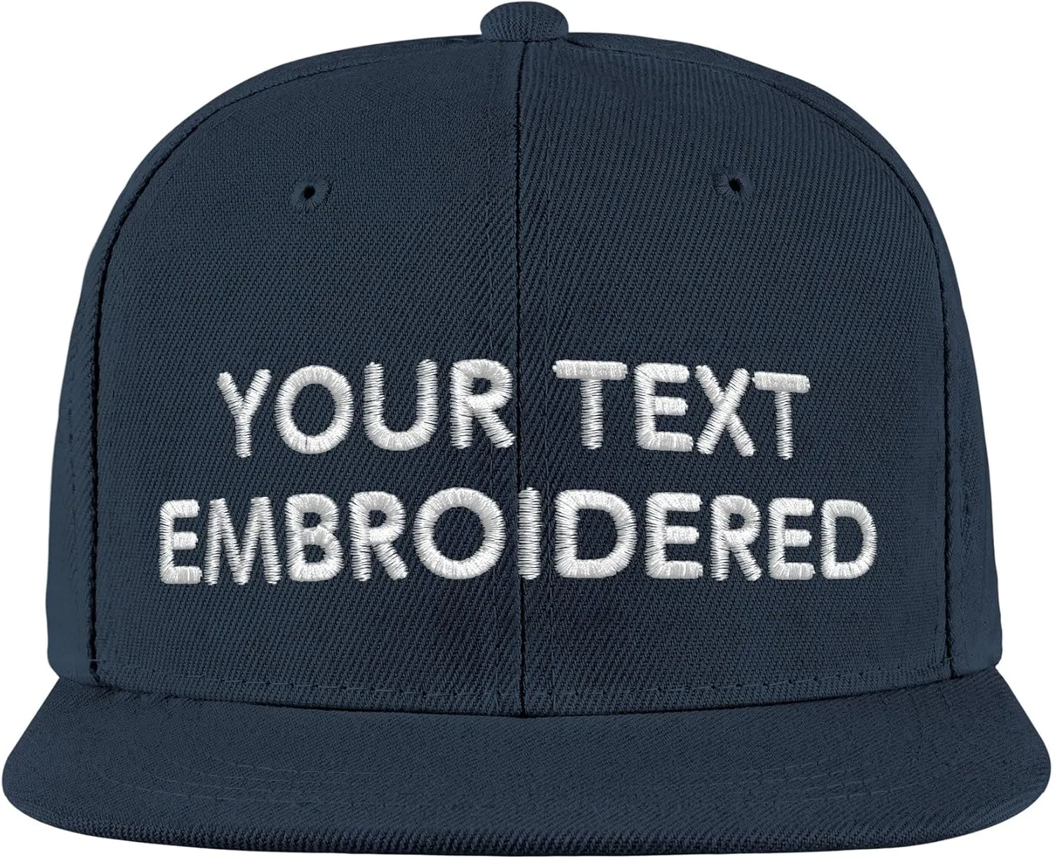 Pranboo Custom Text Snapback Hat/Cap | Embroidered Front & Back | Personalized Flat Brim Hats