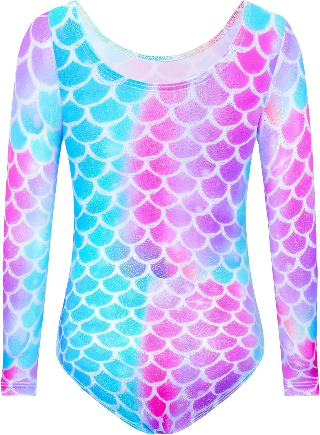 TENVDA Gymnastics Leotards for Girls Sparkly Unicorn Rainbow Long Sleeve Kids Tumbling Outfit Age 2-9 Years Old