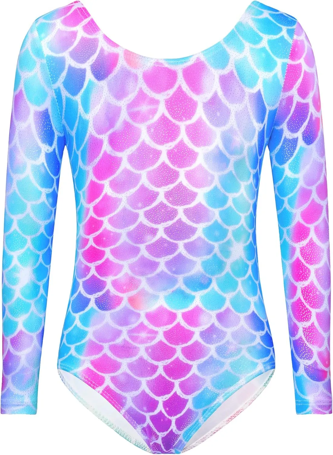TENVDA Gymnastics Leotards for Girls Sparkly Unicorn Rainbow Long Sleeve Kids Tumbling Outfit Age 2-9 Years Old