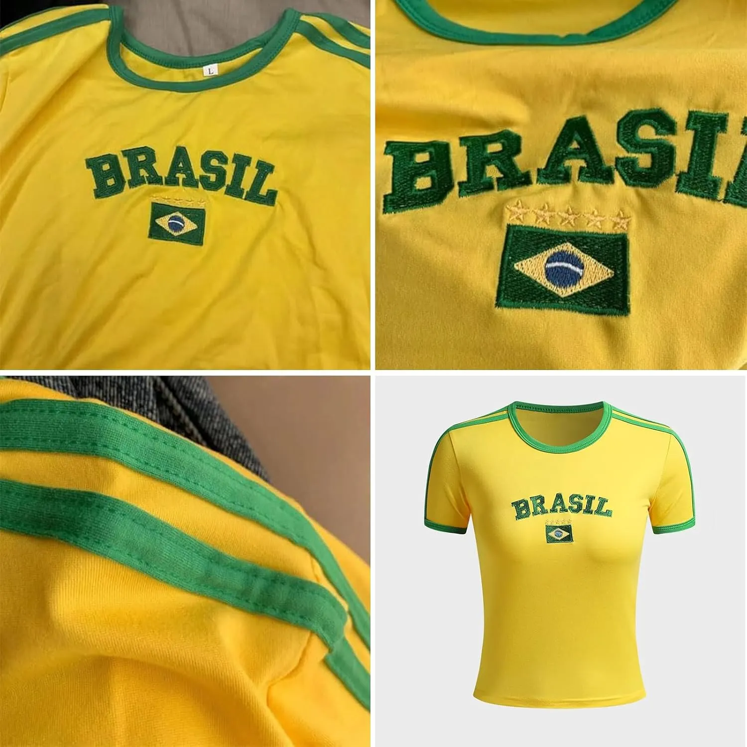 Vintage Graphic Baby Tees for Women Brazil Shirt Y2k Tops Mexico Crop Top Jersey 2000s Summer Going Out Tops