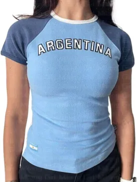 Vintage Graphic Baby Tees for Women Brazil Shirt Y2k Tops Mexico Crop Top Jersey 2000s Summer Going Out Tops