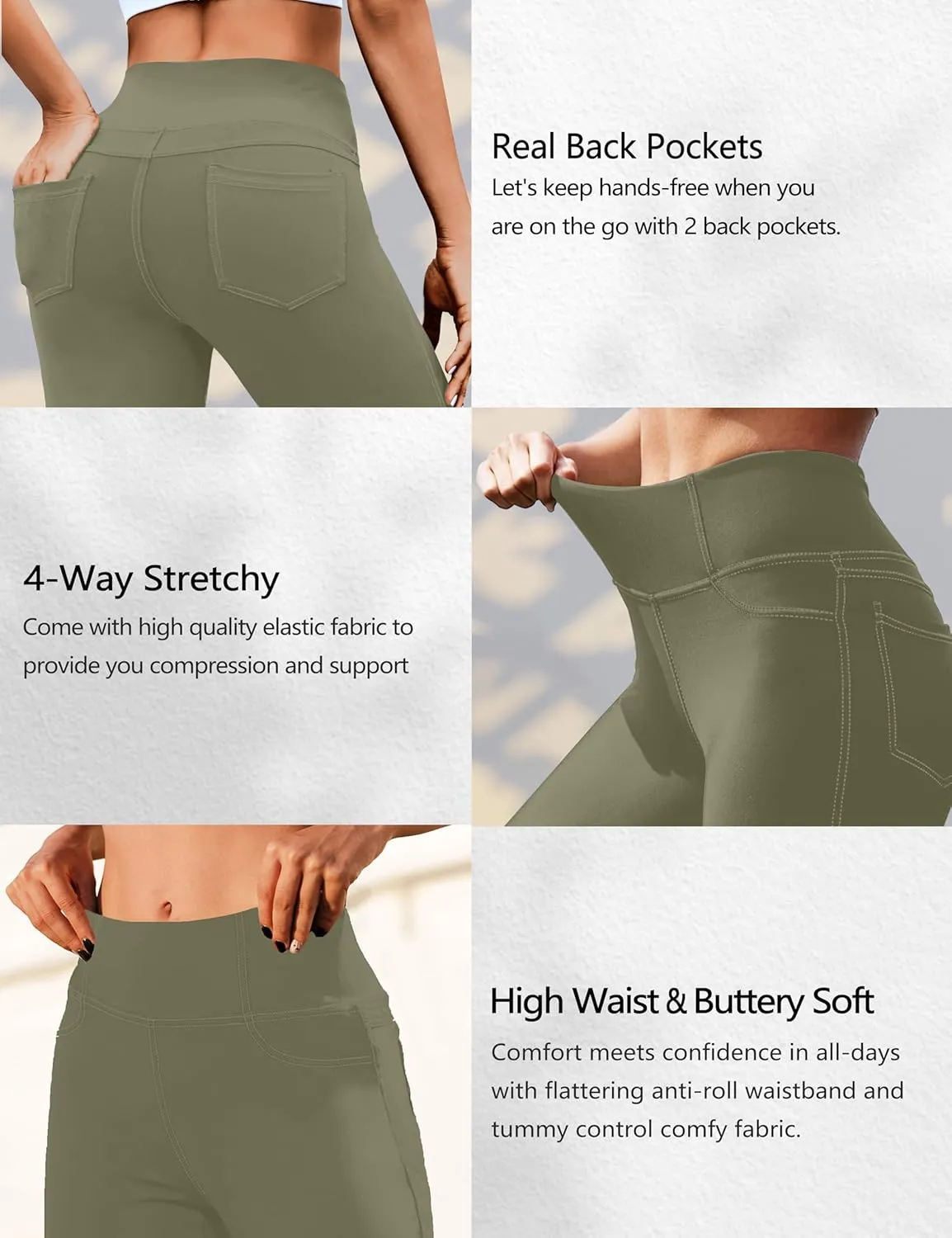 VOOVEEYA Capri Leggings for Women, High Waisted Yoga Pants with Back Pockets Crop Workout Capris Pants