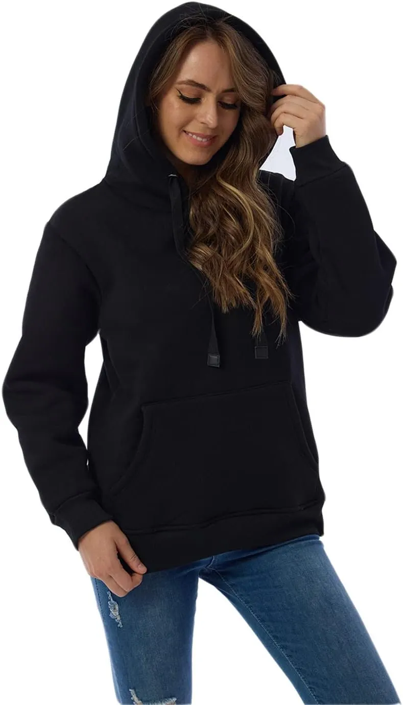 Womens Hooded Sweatshirt Fleece Sherpa Lined Hoodies Winter Causal Loose Fit Pullover