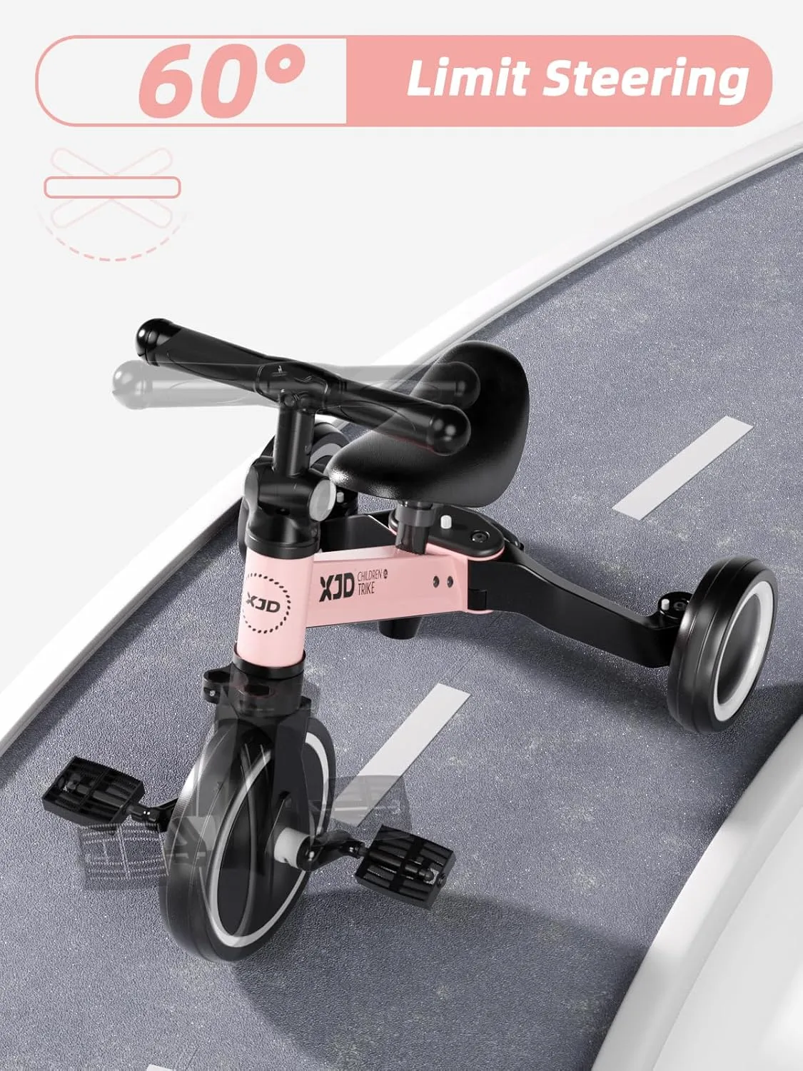 XJD 5 in 1 Toddler Bike, Tricycle for Toddlers 1-3 with Adjustable Seat Height, Removable Pedals, Ideal Balance Bike Birthday Gifts and Toys for Boys and Girls